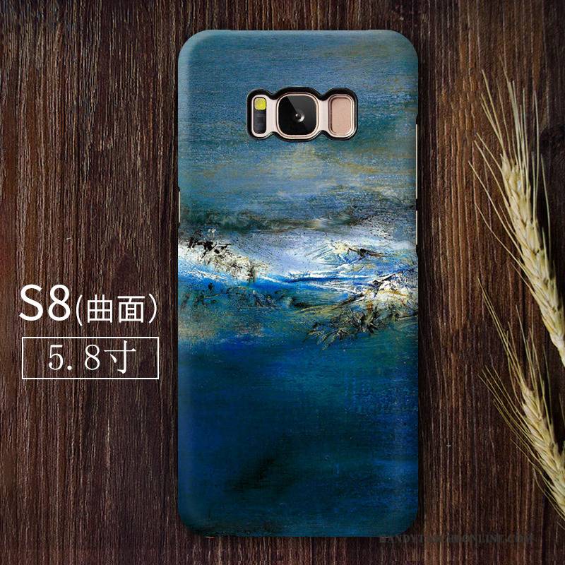 Hülle Samsung Galaxy S8 Retro Nubuck Dunkelblau, Case Samsung Galaxy S8 Kunst Handyhüllen