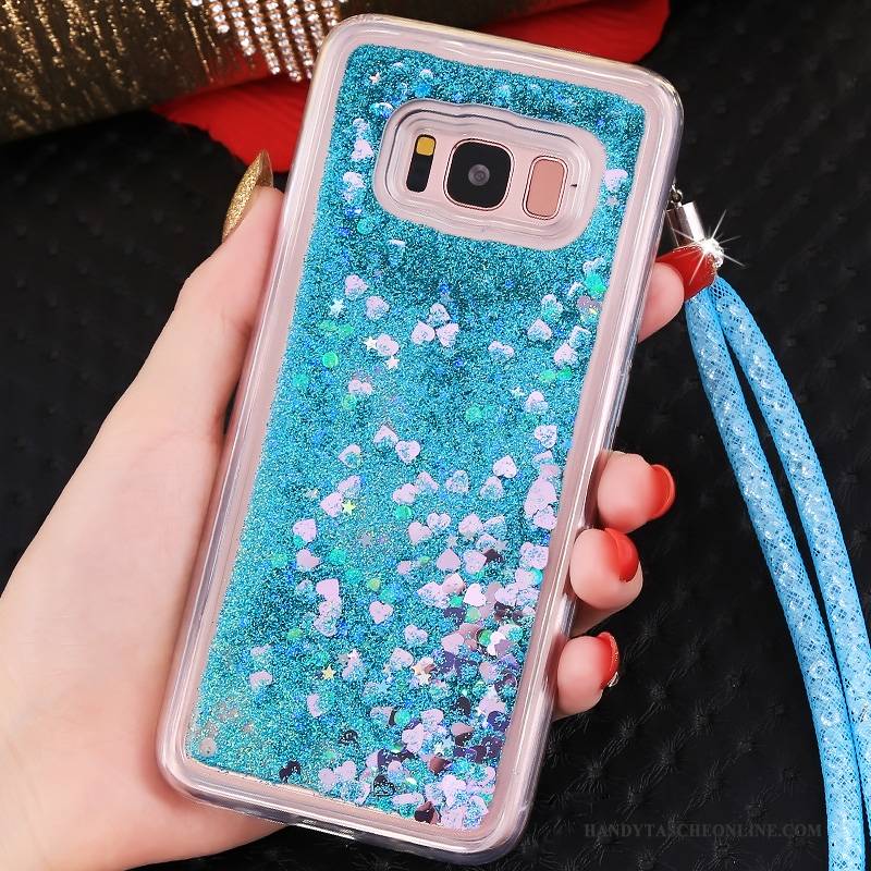 Hülle Samsung Galaxy S8 Schutz Handyhüllen Blau, Case Samsung Galaxy S8 Taschen Treibsand Anti-sturz