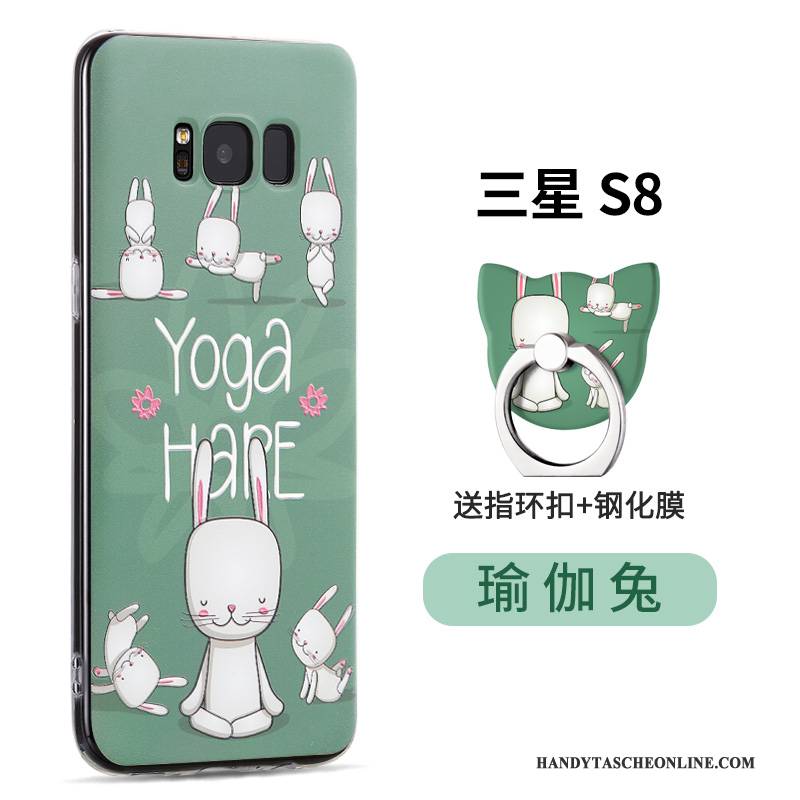 Hülle Samsung Galaxy S8 Schutz Nubuck Grün, Case Samsung Galaxy S8 Karikatur Handyhüllen Anti-sturz