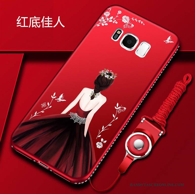 Hülle Samsung Galaxy S8 Strass Handyhüllen Rot, Case Samsung Galaxy S8 Taschen Hängende Verzierungen