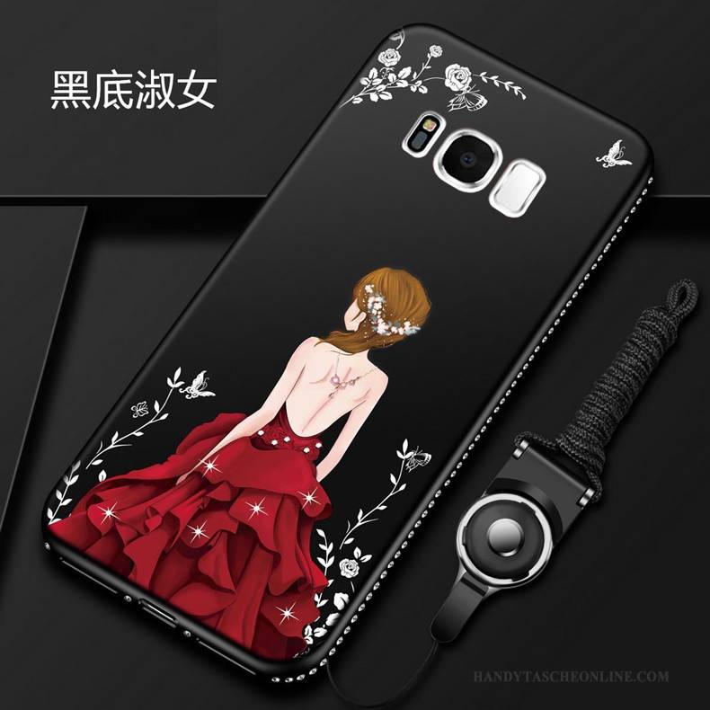 Hülle Samsung Galaxy S8 Strass Handyhüllen Rot, Case Samsung Galaxy S8 Taschen Hängende Verzierungen