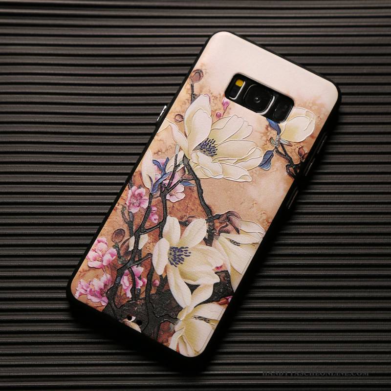 Hülle Samsung Galaxy S8+ Taschen Persönlichkeit Khaki, Case Samsung Galaxy S8+ Prägung Blumen Handyhüllen