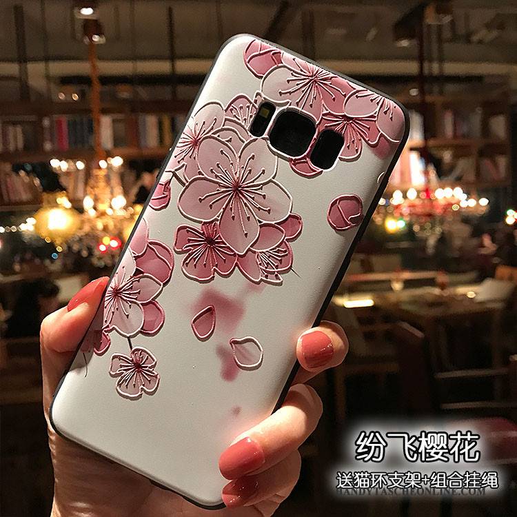 Hülle Samsung Galaxy S8 Weiche Schwarz Rosa, Case Samsung Galaxy S8 Halterung Nubuck Handyhüllen