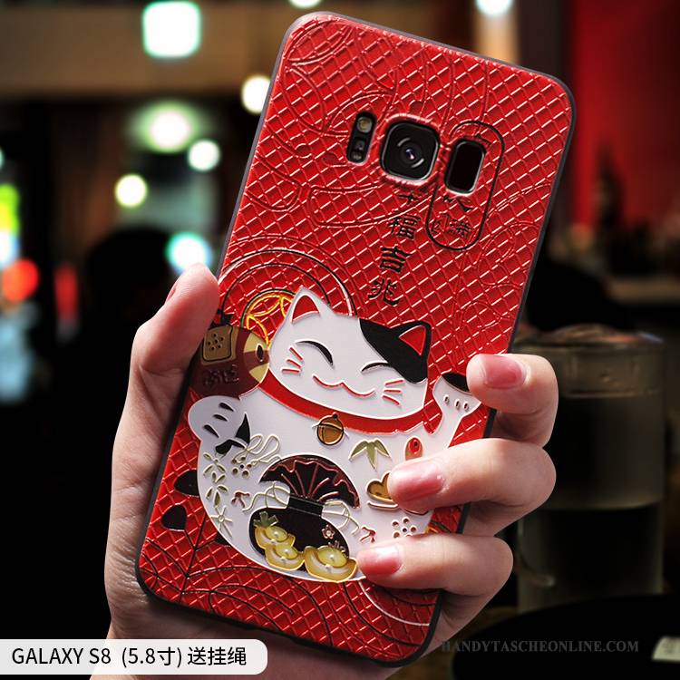 Hülle Samsung Galaxy S8 Weiche Trendmarke Katzen, Case Samsung Galaxy S8 Kreativ Reichtum Rot