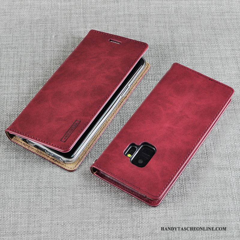 Hülle Samsung Galaxy S9 Folio Handyhüllen Grün, Case Samsung Galaxy S9 Lederhülle Schlank