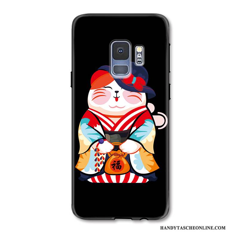 Hülle Samsung Galaxy S9+ Karikatur Festlich Katzen, Case Samsung Galaxy S9+ Schutz Reichtum Schwarz