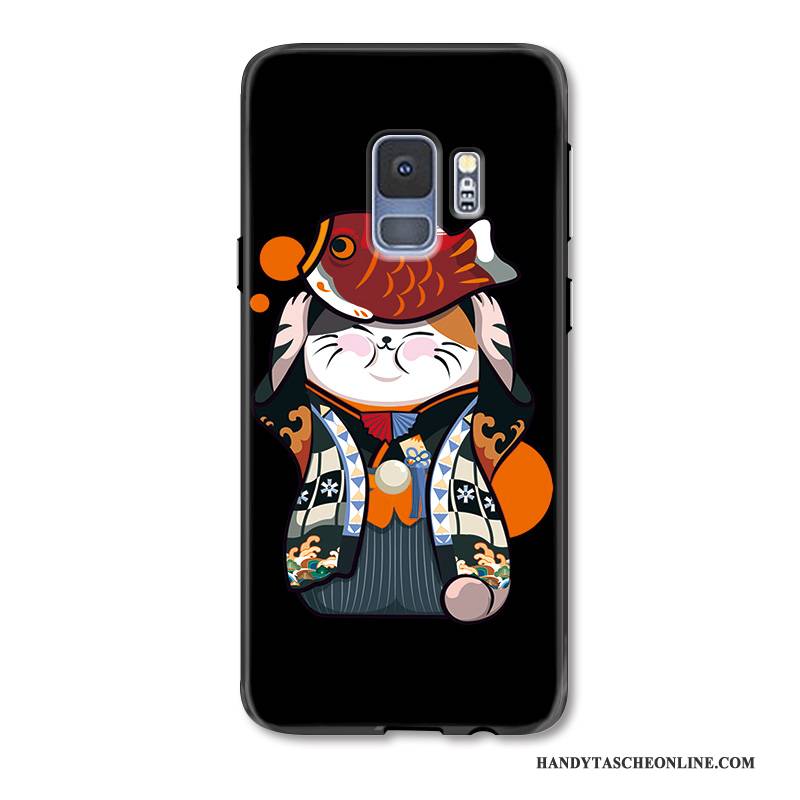 Hülle Samsung Galaxy S9+ Karikatur Festlich Katzen, Case Samsung Galaxy S9+ Schutz Reichtum Schwarz