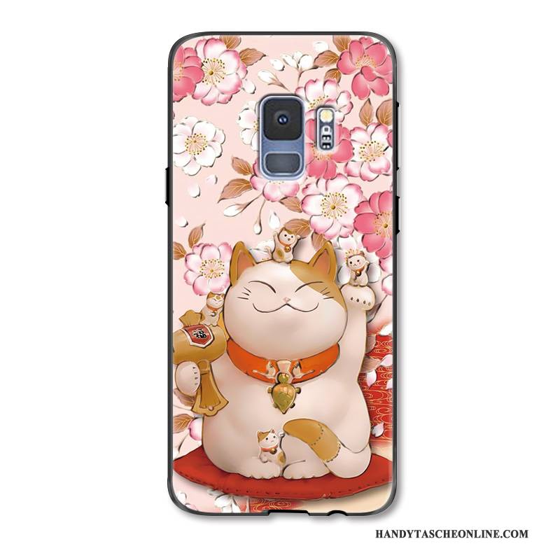 Hülle Samsung Galaxy S9+ Karikatur Reichtum Hängende Verzierungen, Case Samsung Galaxy S9+ Prägung Nette Katzen