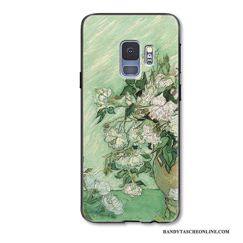 Hülle Samsung Galaxy S9 Kreativ Blau Blumen, Case Samsung Galaxy S9 Schutz Persönlichkeit Handyhüllen