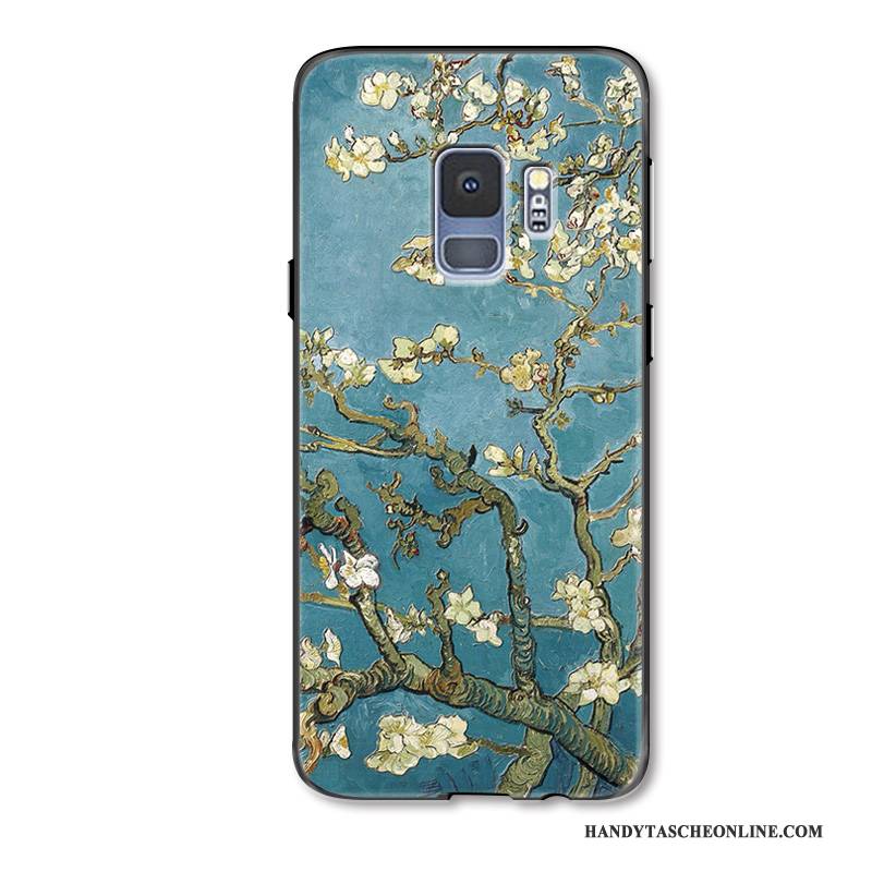 Hülle Samsung Galaxy S9 Kreativ Blau Blumen, Case Samsung Galaxy S9 Schutz Persönlichkeit Handyhüllen