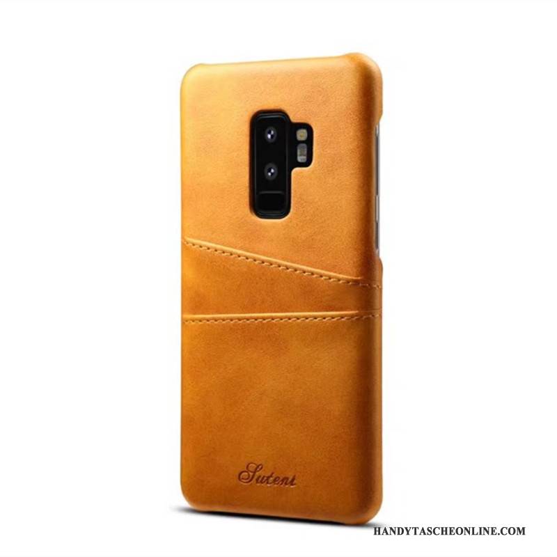 Hülle Samsung Galaxy S9 Leder Mini Handyhüllen, Case Samsung Galaxy S9 Lederhülle Karte Gelb