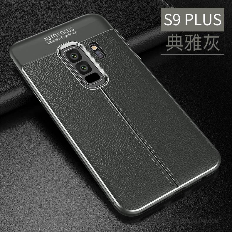 Hülle Samsung Galaxy S9+ Leder Trend Anti-sturz, Case Samsung Galaxy S9+ Weiche Dunkelblau Handyhüllen