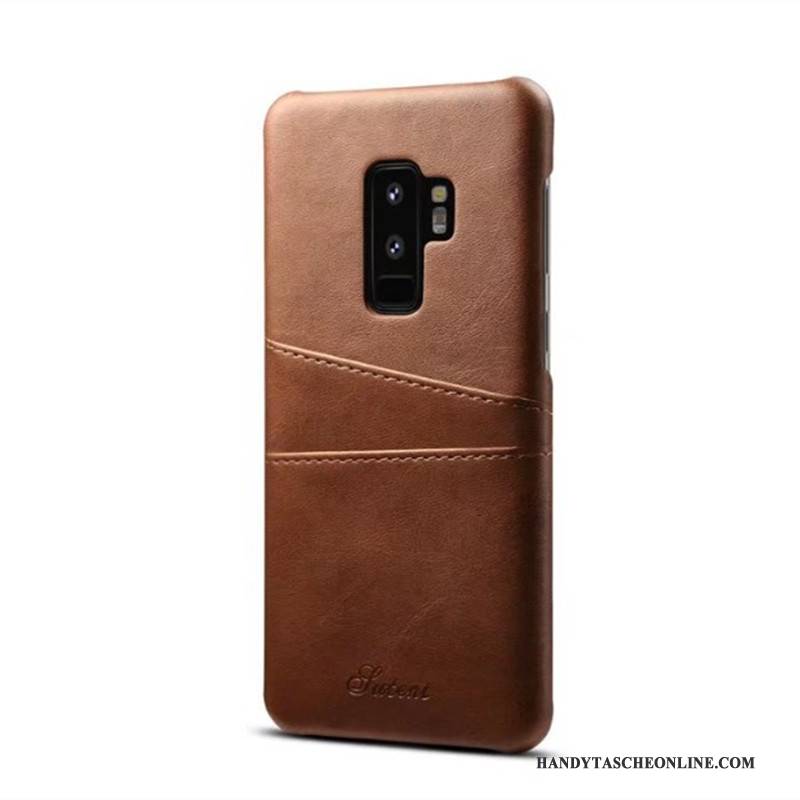 Hülle Samsung Galaxy S9+ Lederhülle Kuh Handyhüllen, Case Samsung Galaxy S9+ Leder Karte Rot