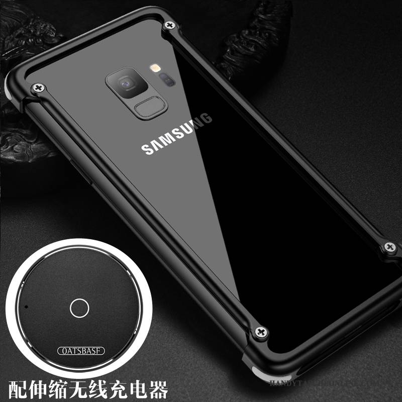 Hülle Samsung Galaxy S9 Metall Handyhüllen Grenze, Case Samsung Galaxy S9 Kreativ Schwarz Persönlichkeit