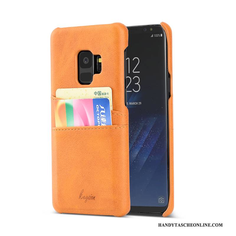 Hülle Samsung Galaxy S9 Mode Handyhüllen Trend, Case Samsung Galaxy S9 Leder Dunkelblau Neu