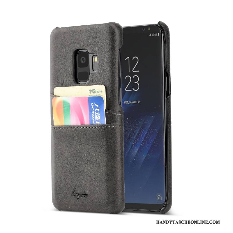 Hülle Samsung Galaxy S9 Mode Handyhüllen Trend, Case Samsung Galaxy S9 Leder Dunkelblau Neu