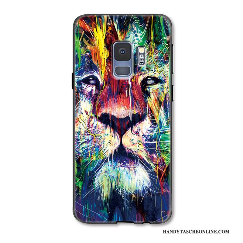 Hülle Samsung Galaxy S9+ Prägung Persönlichkeit Handyhüllen, Case Samsung Galaxy S9+ Kreativ Löwe Bunt