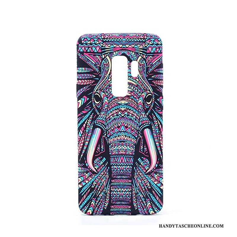 Hülle Samsung Galaxy S9+ Prägung Trend Leuchtende, Case Samsung Galaxy S9+ Karikatur Handyhüllen Nubuck