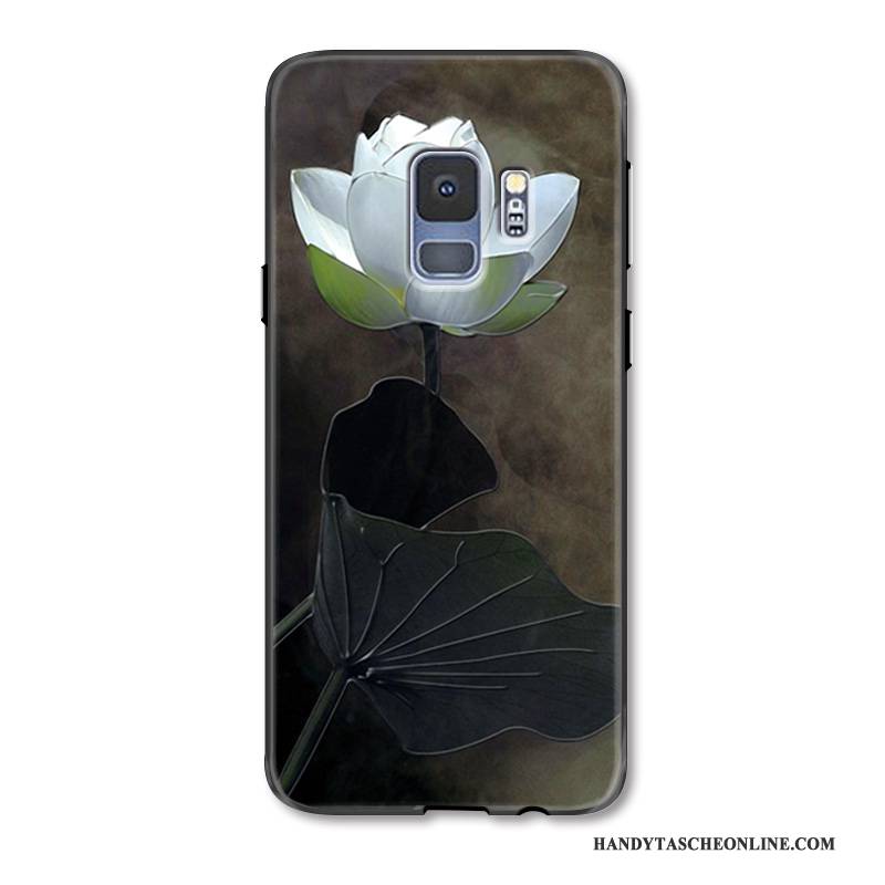 Hülle Samsung Galaxy S9 Retro Weiß Frisch, Case Samsung Galaxy S9 Prägung Handyhüllen Grau