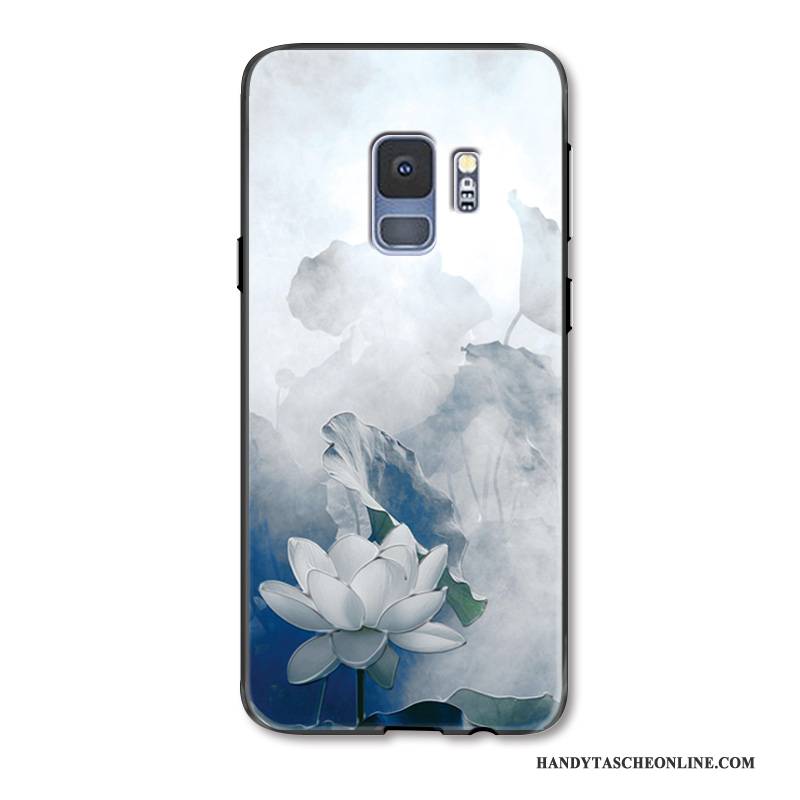 Hülle Samsung Galaxy S9 Retro Weiß Frisch, Case Samsung Galaxy S9 Prägung Handyhüllen Grau