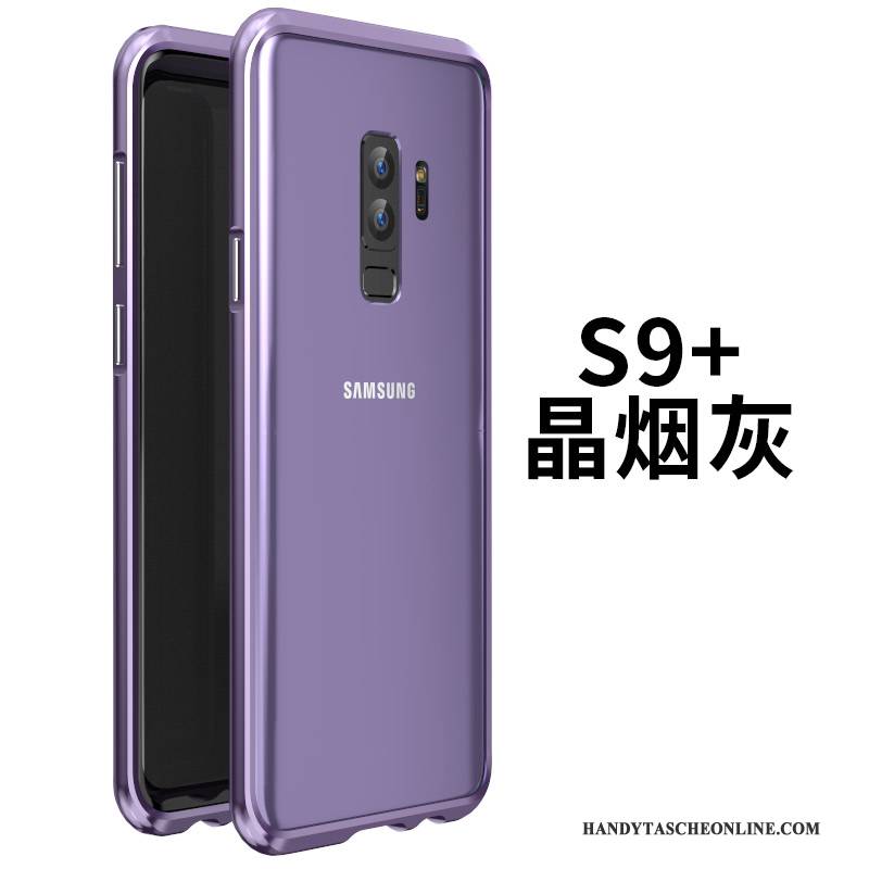 Hülle Samsung Galaxy S9+ Schutz Glas Handyhüllen, Case Samsung Galaxy S9+ Taschen Blau Grenze