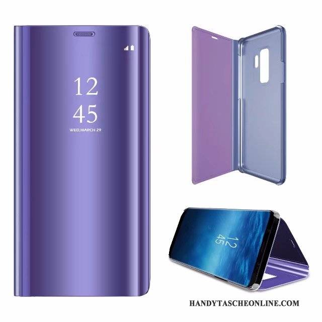 Hülle Samsung Galaxy S9+ Schutz Schlafsaal Handyhüllen, Case Samsung Galaxy S9+ Folio Lila Spiegel