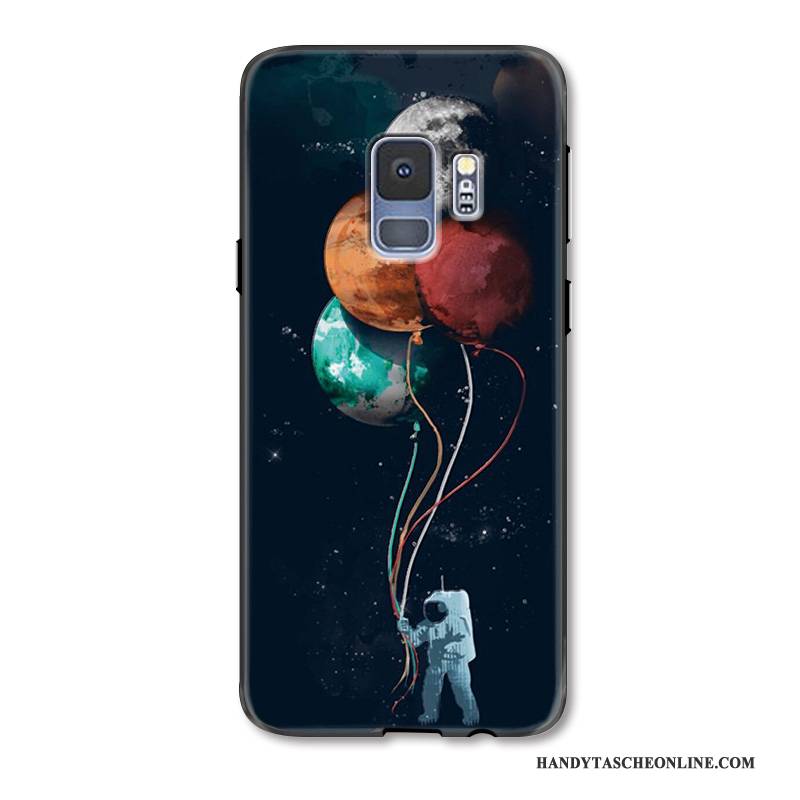 Hülle Samsung Galaxy S9+ Schutz Schwarz Persönlichkeit, Case Samsung Galaxy S9+ Gemalt Handyhüllen Monat