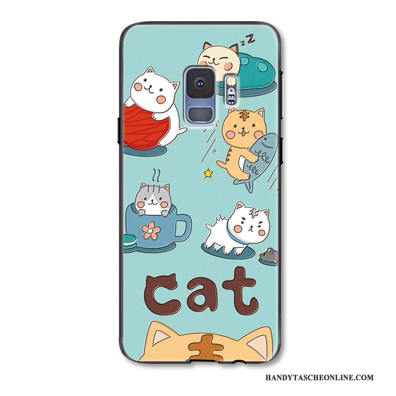 Hülle Samsung Galaxy S9 Silikon Katzen Schwarz, Case Samsung Galaxy S9 Karikatur Anti-sturz Handyhüllen