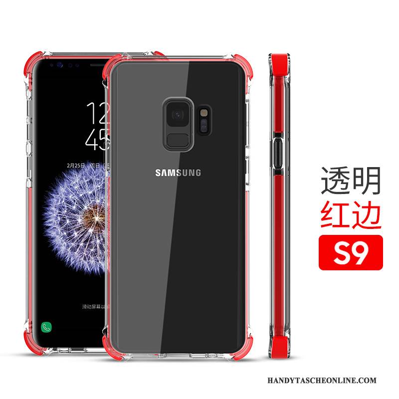 Hülle Samsung Galaxy S9 Taschen Anti-sturz Handyhüllen, Case Samsung Galaxy S9 Silikon Rot Transparent