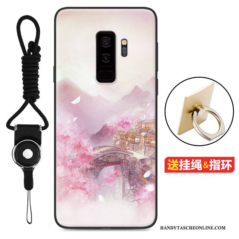 Hülle Samsung Galaxy S9+ Taschen Nubuck Handyhüllen, Case Samsung Galaxy S9+ Weiche Rosa Anti-sturz