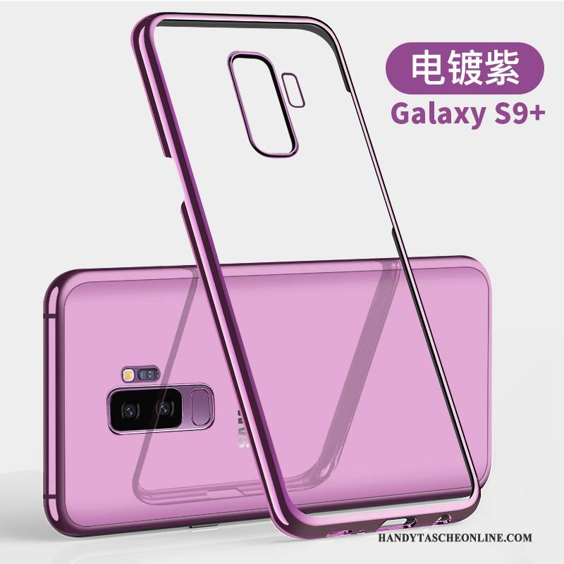 Hülle Samsung Galaxy S9+ Taschen Transparent Gold, Case Samsung Galaxy S9+ Schutz Handyhüllen Anti-sturz