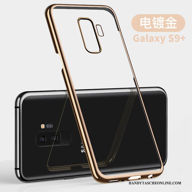 Hülle Samsung Galaxy S9+ Taschen Transparent Gold, Case Samsung Galaxy S9+ Schutz Handyhüllen Anti-sturz