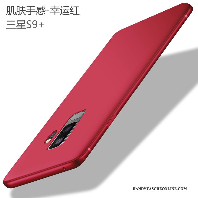 Hülle Samsung Galaxy S9+ Weiche Handyhüllen Nubuck, Case Samsung Galaxy S9+ Taschen Rot Anti-sturz