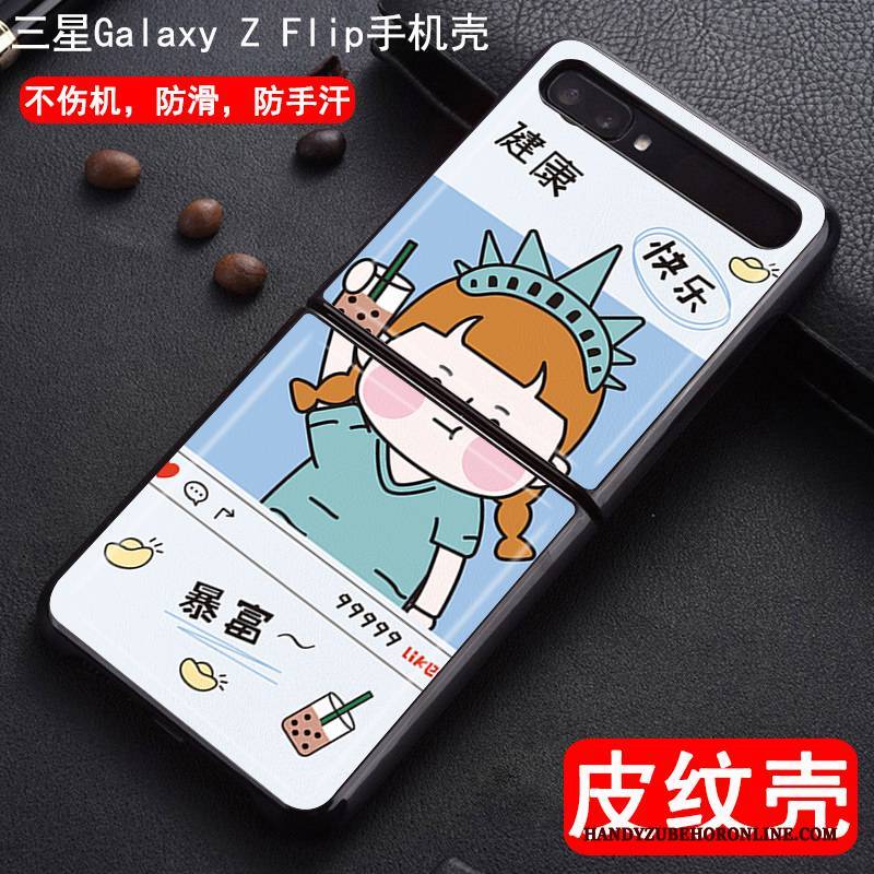 Hülle Samsung Z Flip Lederhülle Muster Handyhüllen, Case Samsung Z Flip Leder Liebhaber Grün