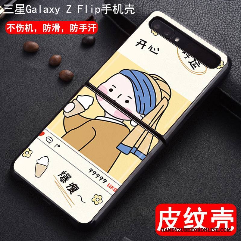 Hülle Samsung Z Flip Lederhülle Muster Handyhüllen, Case Samsung Z Flip Leder Liebhaber Grün