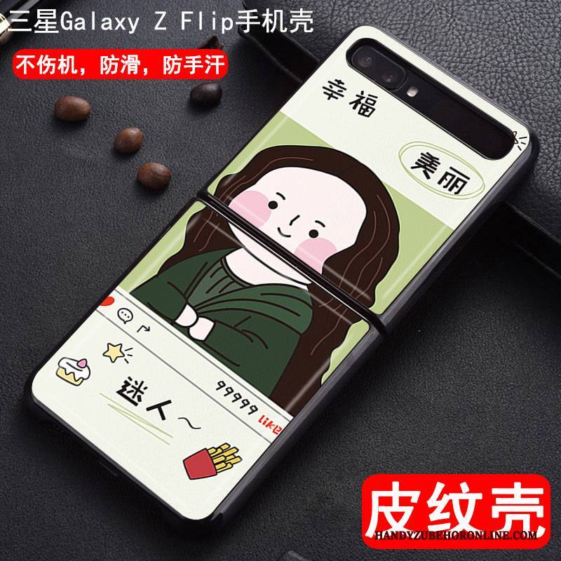 Hülle Samsung Z Flip Lederhülle Muster Handyhüllen, Case Samsung Z Flip Leder Liebhaber Grün