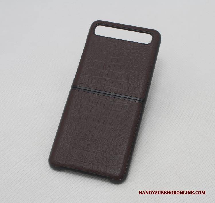 Hülle Samsung Z Flip Lederhülle Schwarz Anti-sturz, Case Samsung Z Flip Taschen High-end Falten