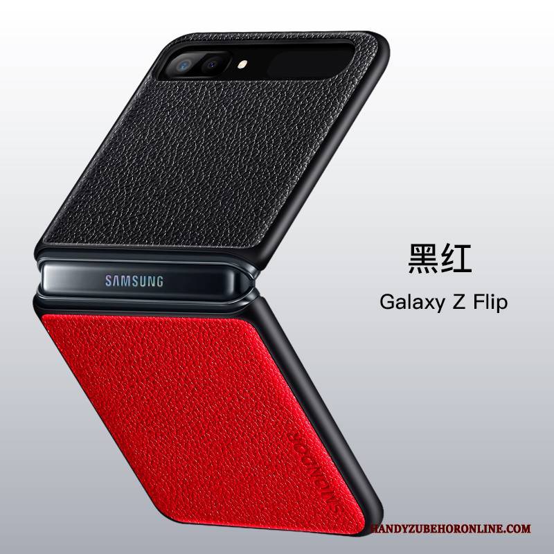 Hülle Samsung Z Flip Taschen Falten Handyhüllen, Case Samsung Z Flip Schutz Anti-sturz Rot