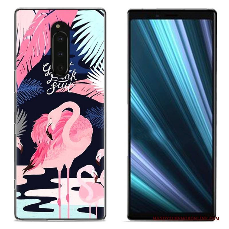 Hülle Sony Xperia 1 Gemalt Handyhüllen Stoff, Case Sony Xperia 1 Schutz Rosa