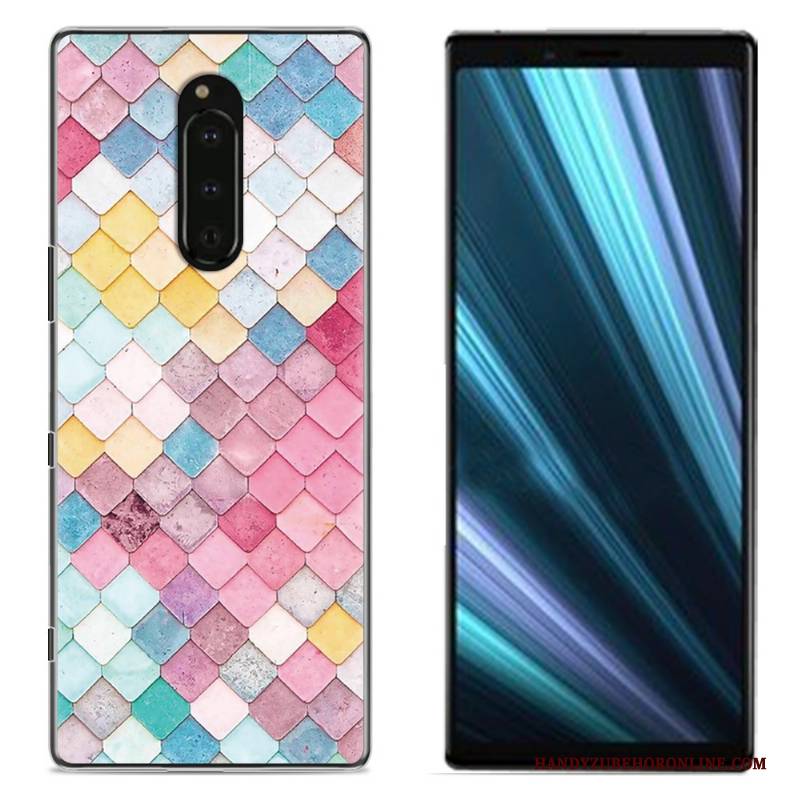 Hülle Sony Xperia 1 Gemalt Handyhüllen Stoff, Case Sony Xperia 1 Schutz Rosa