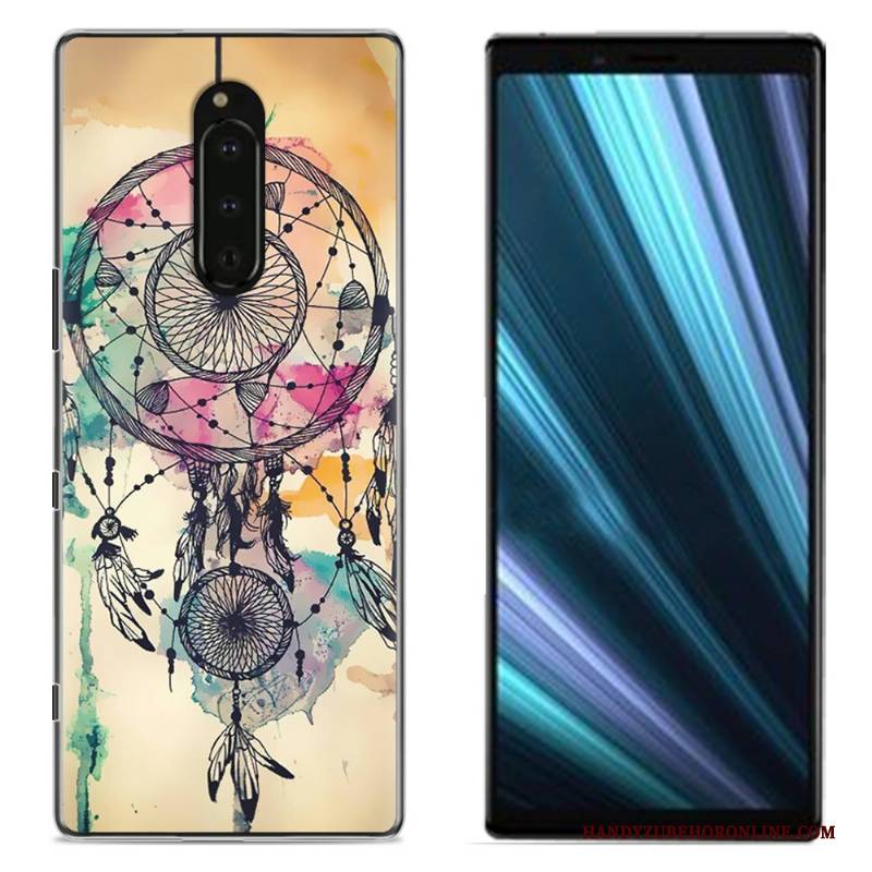 Hülle Sony Xperia 1 Gemalt Handyhüllen Stoff, Case Sony Xperia 1 Schutz Rosa