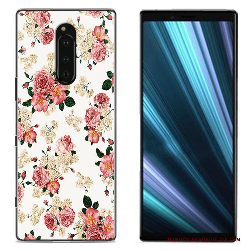 Hülle Sony Xperia 1 Gemalt Handyhüllen Stoff, Case Sony Xperia 1 Schutz Rosa