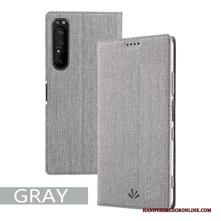 Hülle Sony Xperia 1 Ii Lederhülle Handyhüllen Stoff, Case Sony Xperia 1 Ii Halterung Schwarz Muster