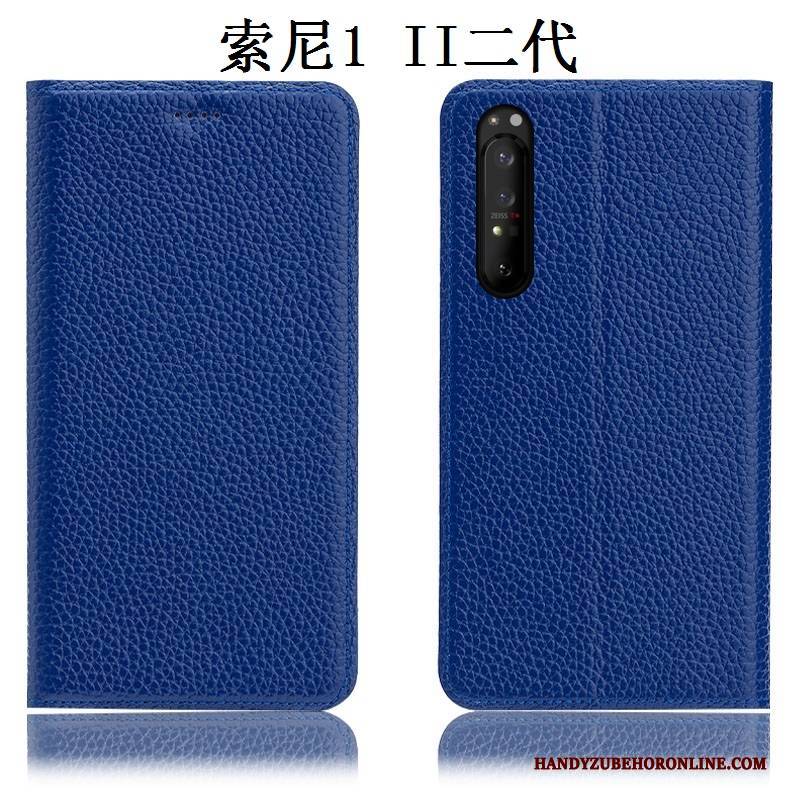 Hülle Sony Xperia 1 Ii Schutz Litchi Handyhüllen, Case Sony Xperia 1 Ii Leder Anti-sturz Rot