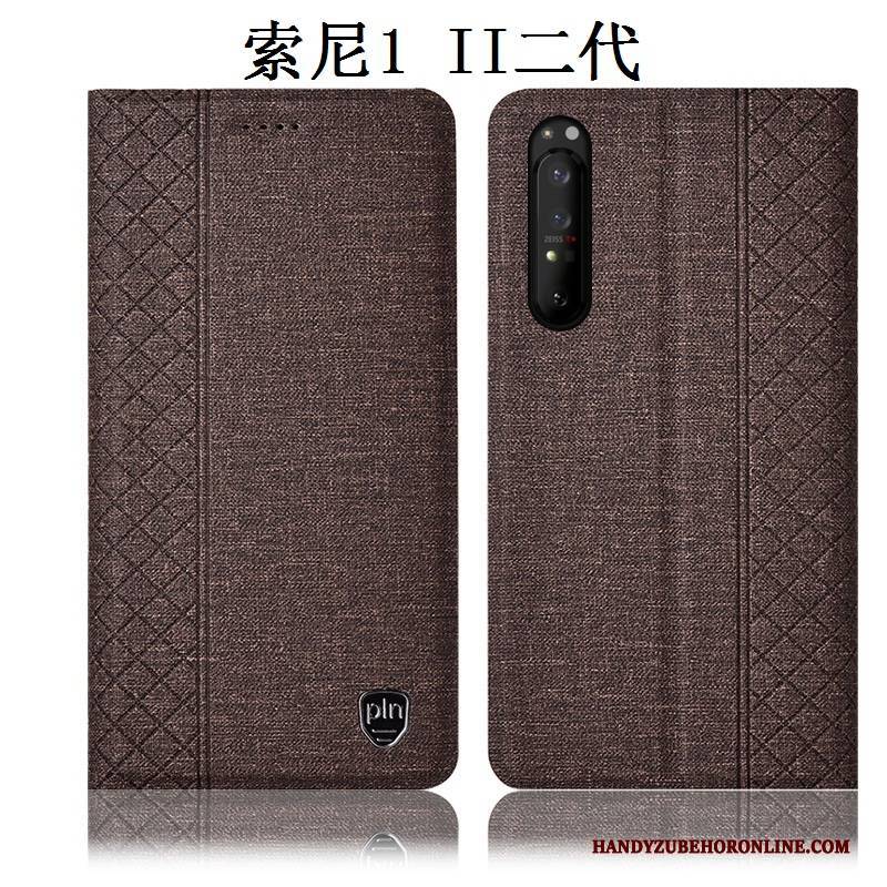 Hülle Sony Xperia 1 Ii Taschen Handyhüllen Dunkelblau, Case Sony Xperia 1 Ii Folio Baumwolle Und Leinen Anti-sturz