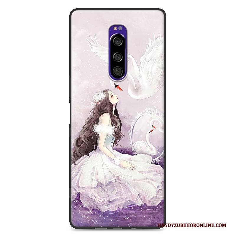 Hülle Sony Xperia 1 Schutz Nette Handyhüllen, Case Sony Xperia 1 Karikatur Anti-sturz Nubuck