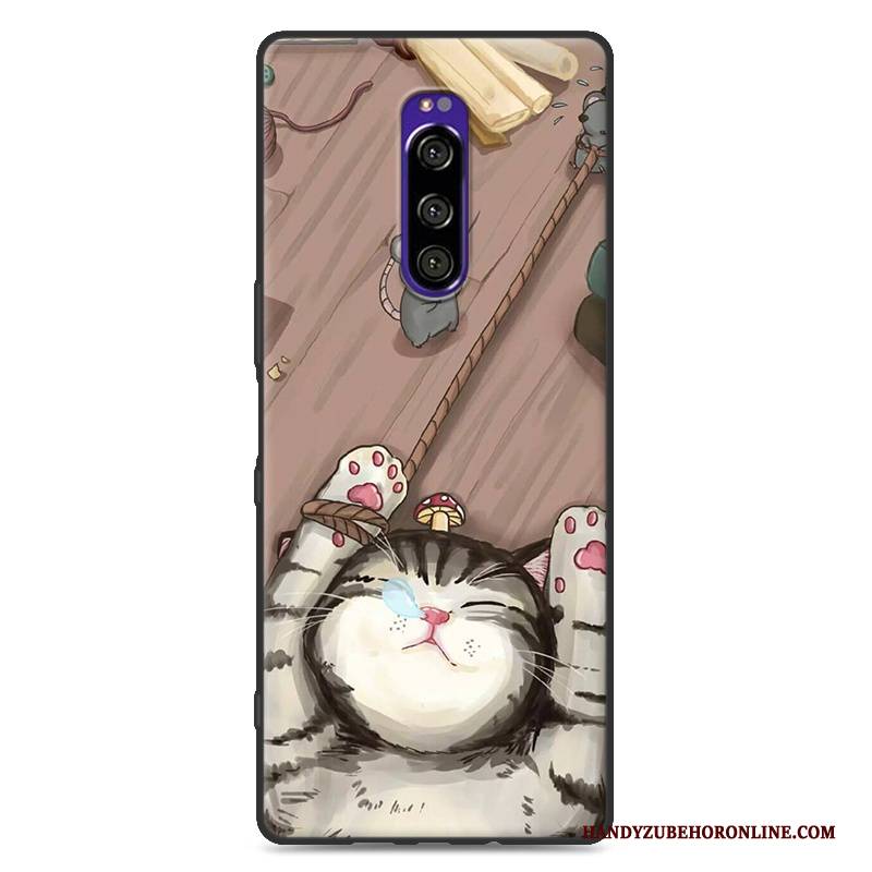 Hülle Sony Xperia 1 Schutz Nette Handyhüllen, Case Sony Xperia 1 Karikatur Anti-sturz Nubuck