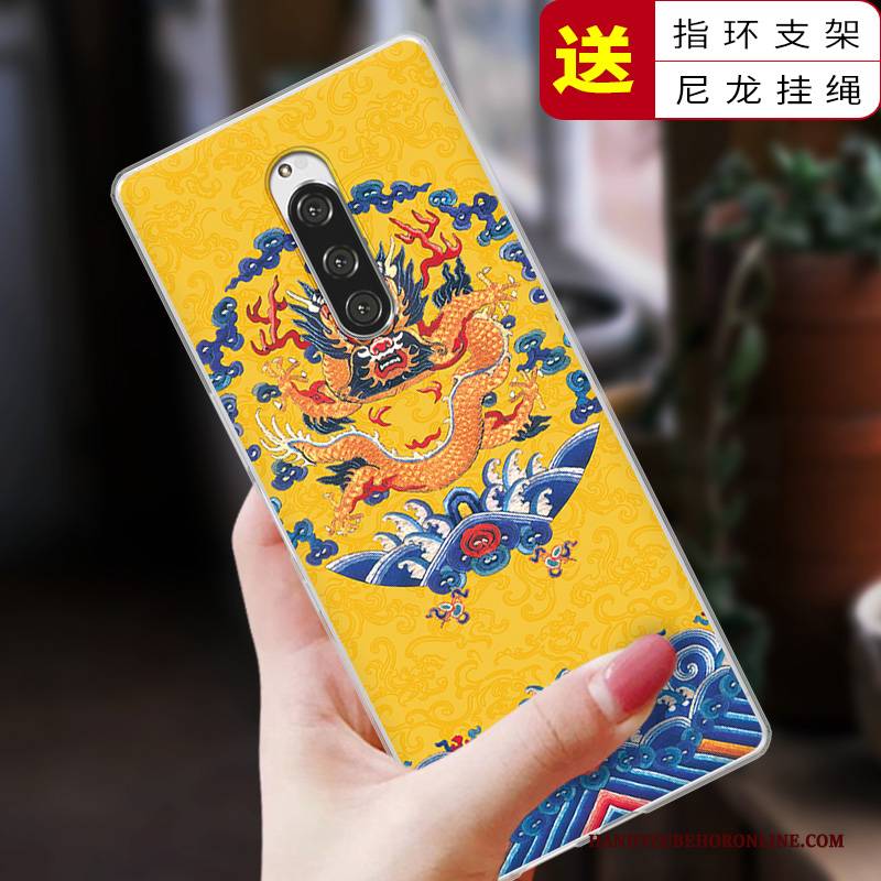 Hülle Sony Xperia 1 Weiche Anti-sturz Blau, Case Sony Xperia 1 Schutz Handyhüllen Chinesische Art