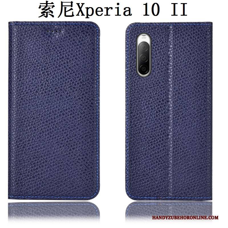 Hülle Sony Xperia 10 Ii Folio Mesh Muster, Case Sony Xperia 10 Ii Leder Schwarz Anti-sturz