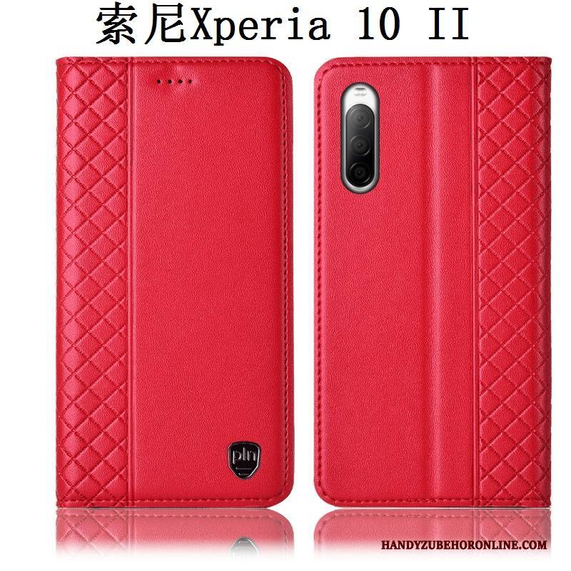 Hülle Sony Xperia 10 Ii Lederhülle Anti-sturz Handyhüllen, Case Sony Xperia 10 Ii Folio Rot